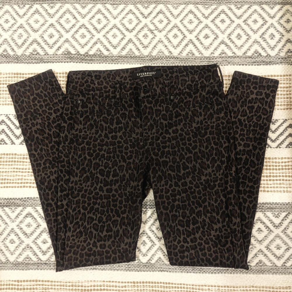 Liverpool women's dress jeans skinny cheetah leopard print pants